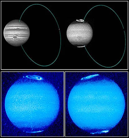 Jupiters Polarlichter und deren ringförmige Verbindung mit Io