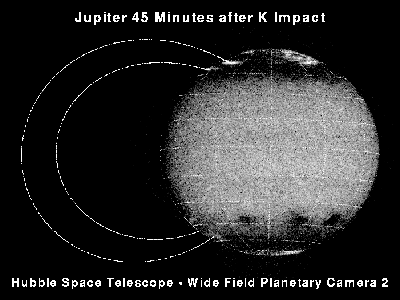 Aurorabögen des Jupiters nach dem Einschlag des K-Fragments