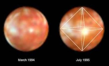 Oktaedrische Geometrie im Helligkeitsanstieg auf Io